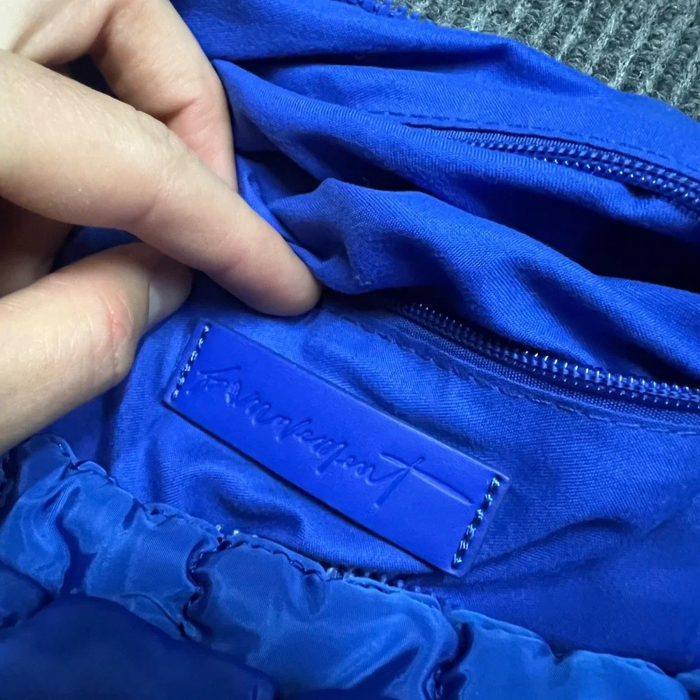 Free People FP Movement Quilted Carryall Puffer Bag Royal Blue Hobo Tote 20x23